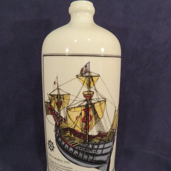 Vintage German Ceramic Bottle SHIPS Design 8.25" High (122C) - Picture 1 of 9